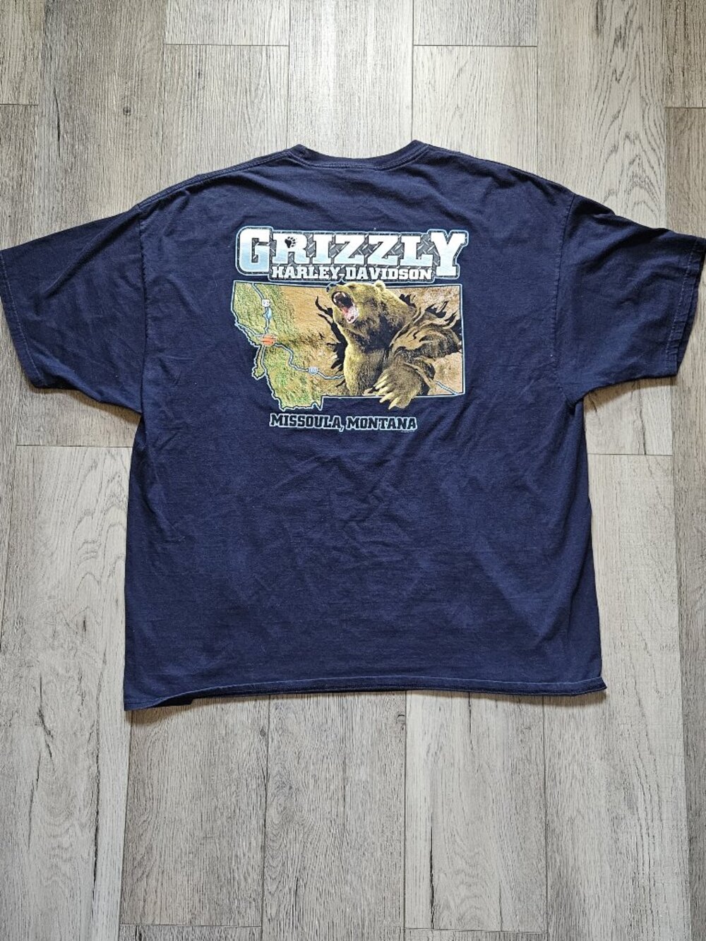 Harley Davidson Grizzly Bear T Shirt Mens 3XL Navy Missoula Montana Graphic Tee